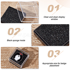 プラスチックバッジ収納ボックス  バッジギフトケース（黒いスポンジ付き）  正方形  34x34x23mm&nbsp;CON-WH0086-121C