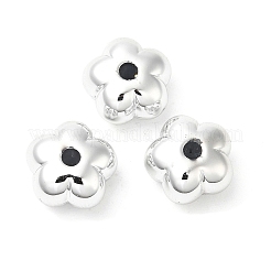メッキccbプラスチックビーズ  花  プラチナ  14x14x8.5mm  穴：2.5mm&nbsp;PACR-C004-07P