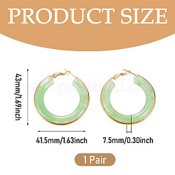 304ステンレススチールフープピアス1組  太い円のデザイン  ゴールドカラー  アクアマリン  43x41.5x7.5mm&nbsp;EJEW-TA0001-89F
