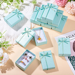 厚紙ジュエリーセット梱包箱  内部のスポンジ  リング用  小さな時計  ネックレス  イヤリング  ブレスレット  長方形  淡いターコイズ  7.7x4.8x2.7cm&nbsp;CON-TAC0008-03A