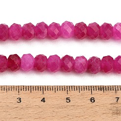 ファセットカットされた染色済みの天然白翡翠ビーズの連  ロンデル  フクシア  8x5.5~6mm  穴：1mm  約64~66個/連  14.76~15.16''（37.5~38.5センチメートル）&nbsp;GG-CBAE966-01A-O