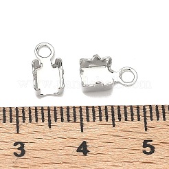 シェグレース真鍮製折りたたみ式圧着エンド  圧着コードの端を折ります  長方形  カドミウムフリー＆ニッケルフリー＆鉛フリー  プラチナ  9x4.5x4.5mm  穴：1.8mm&nbsp;XGRQ1U206-368P