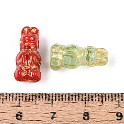 ウサギガラスビーズ  ゴールドライン入り  ミックスカラー  16~18x8x8~9mm  穴：1mm&nbsp;GLAA-T025-77M