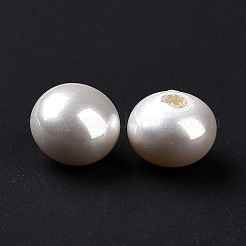 ABSプラスチックビーズ  イミテーションシェル＆パール  片穴  そろばん  ホワイト  8x6mm  穴：1.4mm&nbsp;LS-FIND-A013-10E