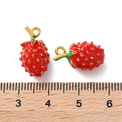 合金エナメルチャーム  カドミウムフリー＆ニッケルフリー＆鉛フリー  マットゴールドカラー  苺  17.5x10x10mm  穴：1.5mm&nbsp;FIND-O003-12F-MG