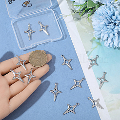 304ステンレススチールペンダント12個  星のチャーム  ステンレス鋼色  27.5x17.5x2.5mm  穴：2mm&nbsp;STAS-BBC0008-68