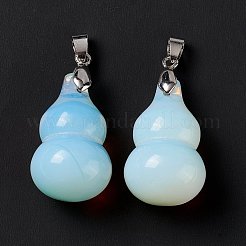 オパールペンダント  プラチナトーンの真鍮パーツ  ひょうたんチャーム  29.5x18mm  穴：6x4mm&nbsp;G-G846-02P-06