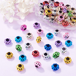 UVメッキ不透明アクリルヨーロピアンビーズ100個  大穴ビーズ  虹色の  ミックスカラー  花  13.5x8mm  穴：6mm&nbsp;PACR-TA0001-32C