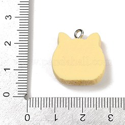 不透明樹脂ペンダント  パンを模倣する  プラチナアイアンループ付き  猫パン  20x19x8mm  穴：2mm&nbsp;RESI-Q020-05B