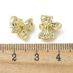 真鍮マイクロパヴェクリアキュービックジルコニアペンダント  ちょう結びのチャーム  18KGP本金メッキ  11.5x10x5mm  穴：1mm&nbsp;KK-A236-17G