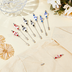 9個 9スタイル 真鍮ラペルピン  手作りの磁器のハート型の花の丸型  プラチナ  ミックスカラー  73mm  1個/スタイル&nbsp;AJEW-BC00034