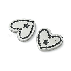 304ステンレススチール製手磨きチャーム  エナメル  スターとハート  ステンレス鋼色  7.5x8x1mm  穴：0.8mm&nbsp;STAS-C075-04P
