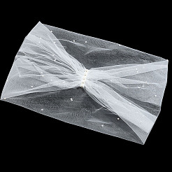 花嫁用ポリエステル製ワンショルダーショール  樹脂ビーズで  ホワイト  1020x79~800mm&nbsp;AJEW-WH0596-365A