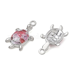 エナメルペンダント付き真鍮  カメのチャーム  プラチナメッキ  サクランボ色  24.5x13.5x4mm  穴：2mm&nbsp;KK-CBA61F8-04P-02