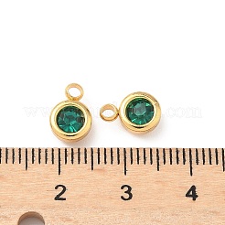304ステンレススチールチャーム  ラインストーン付き  フラットラウンド  艶出し  18KGP本金メッキ  ティール  9x6.5x3.5mm  穴：2mm&nbsp;STAS-Z115-01G-17