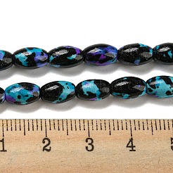 スプレープリント合成ターコイズビーズ連売り  オーバル  ダークターコイズ  8.5x5.5mm  穴：1.2mm  約50個/連  16.73''（42.5センチメートル）&nbsp;G-E617-B07-02B