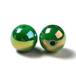 UVメッキレインボー虹色アクリルビーズ  ラウンド  濃い緑  15~15.5x15.5~16mm  穴：2.7mm&nbsp;PACR-D070-01G