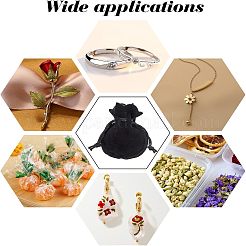 30ピースベルベットジュエリーバッグ  ドローストリングジュエリーポーチ  ひょうたんキャンディーポーチ  結婚式の誕生日パーティーの好意のために  ブラック  9x7cm&nbsp;TP-NB0001-09-B
