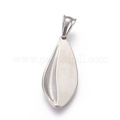変色しにくい304ステンレススチールペンダント  葉  ステンレス鋼色  34.5x15x3mm  穴：4.5x8mm&nbsp;STAS-E449-72P
