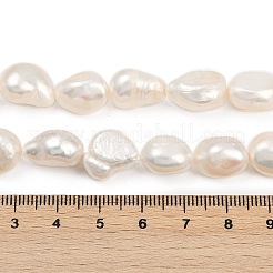 天然養殖淡水パールビーズ連売り  研磨両側  グレード3a+  リネン  11~12mm  穴：0.7mm  約26~42個/連  14.25~15.71インチ（36.2~39.9cm）&nbsp;PEAR-P064-20M-01A
