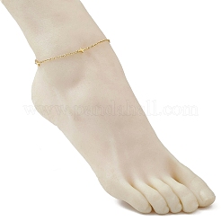 304ステンレススチールクロスリンクアンクレット  クロス  ゴールドカラー  8-7/8インチ（225mm）&nbsp;AJEW-AN00722-02