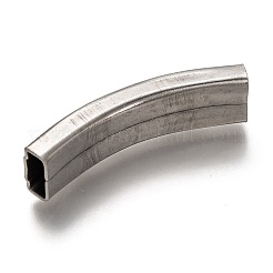 変色しない304ステンレススチール製スライドチャーム  カーブチューブ  ステンレス鋼色  38.5x9x5mm  穴：8.5x3.5mm&nbsp;LS-STAS-Z025-14P