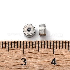 真鍮ビーズ  カドミウムフリー＆鉛フリー  内部のゴムと  スライダービーズ  コラム  プラチナ  4x2mm  穴：1mm  ゴム穴：0.8mm&nbsp;KK-E046-21P
