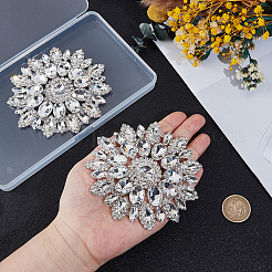 ガラスホットフィックスラインストーン2個  DIYミシン用品  花  クリスタル  110x9mm&nbsp;DIY-GF0013-36B