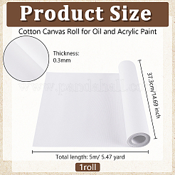油絵具、アクリル絵の具用のコットンキャンバスロール  ホワイト  37.3x0.03cm  5 m /ロール&nbsp;DIY-WH0304-962A