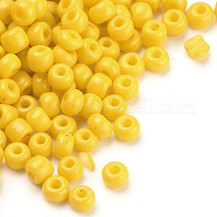 ベーキングペイント ガラスシードビーズ 8/0個  ラウンド  きいろ  3x1.5~3mm  穴：1mm  約10000個/袋  約450 G /袋&nbsp;SEED-Q025-3mm-L31