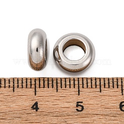 304ステンレススチールヨーロピアンビーズ  大穴ビーズ  ロンデル  ステンレス鋼色  10x4mm  穴：5mm&nbsp;STAS-P397-01A-P