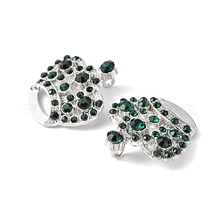 ラインストーンチャーム  カドミウムフリー＆鉛フリー  合金パーツ  クラウン  プラチナ  濃い緑  31x29x10mm  穴：3mm&nbsp;LS-RSB453-3