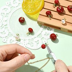 真鍮樹脂ペンダント10個、5スタイル  リンゴとチェリー  エナメル  ゴールドカラー  15~19x10~15.5mm  穴：4x2mm  2個/スタイル&nbsp;FIND-CJ0005-12
