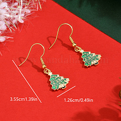 真鍮製ダングルピアス  ゴールドカラー  クリスマスツリー  35.5x12.6mm&nbsp;XP1117-2