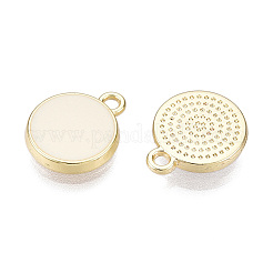 合金ペンダント  エナメル  フラットラウンド  ライトゴールド  古いレース  12.5x10x2.5mm  穴：2mm&nbsp;ENAM-S116-05F