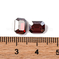 ガラスラインストーンカボション  フラットバック＆バックメッキ  多面カット  長方形  シャム  8x6x3.5mm&nbsp;RGLA-A026-03A-208SS