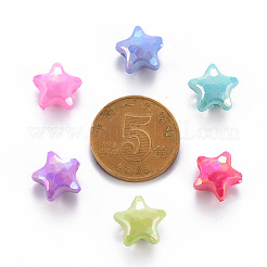 不透明なアクリルビーズ  染め  ABカラー  多面カット  スター  ミックスカラー  10x11x7mm  穴：2mm  約1350個/500g&nbsp;TACR-S153-36I
