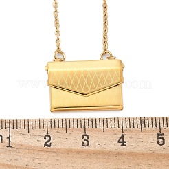 304ステンレススチールエンボロープ＆バードペンダントネックレス（女性用）  18KGP本金メッキ  16.93インチ（43cm）&nbsp;NJEW-U037-01B-G