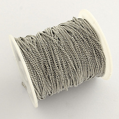 変色しにくいステンレススチールのツイストチェーン  溶接されていない  スプールで  ステンレス鋼色  2x1.3x0.4mm  約82.02フィート（25m）/ロール&nbsp;CHS-Q001-04