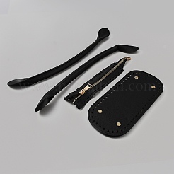 Puレザー編みかぎ針編みバッグネイルボトムシェイパーパッド  ジッパーとバッグハンドル付き  ブラック&nbsp;DIY-WH0504-77