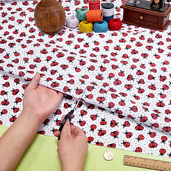 2mのてんとう虫柄ポリエステル生地  服飾材料  DIYの工芸品について  ホワイト  1500x0.2mm&nbsp;DIY-WH0061-055