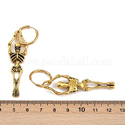 合金スケルトンフープピアス  アンティーク黄金  69x15.5mm&nbsp;LS-EJEW-Z132-01AG