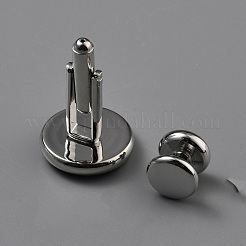 男性用真鍮エナメルカフスボタン8個  フラットラウンド  プラチナ  10~20.5x10~18mm&nbsp;FIND-WH20007-37