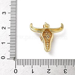 真鍮製マイクロパヴェキュービックジルコニアペンダント  牛のチャーム  18KGP本金メッキ  18x21x6mm  穴：4x2.5mm&nbsp;KK-F924-17B-G