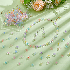 フロスト透明アクリルビーズ300個  二層ビーズ  花  ミックスカラー  12x12.5x6mm  穴：3mm&nbsp;OACR-UN0001-12