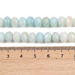 天然フラワーアマゾナイトビーズ連売り  ロンデル  多面カット  7.5~8.5x4.8~6mm  穴：1mm  約68~76個/連  14.96~15.35''（38~39センチメートル）&nbsp;G-C259-A26-5x8mm