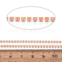 鉄とABS樹脂製の模造パールテニスチェーン  正方形  虹メッキ  スプールで  銀  サンゴ  2x2x2mm  約10ヤード/ロール&nbsp;CH-Q006-01A-08