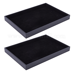 イヤリング用長方形MDFジュエリートレイ  リング  ネックレス  内側のベルベットと  ブラック  24x35x3.1cm&nbsp;RDIS-WH0011-28