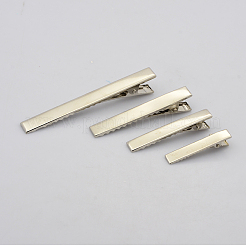 混合鉄フラットワニのヘアクリップパーツ  作るDIYのヘアアクセサリー  プラチナ  35~76x7~8.5mm&nbsp;IFIN-X0030