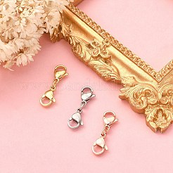 3個 3色 304ステンレススチール ダブルロブスタークロウクラスプ  丸カン付き  ミックスカラー  24mm  1pc /カラー&nbsp;STAS-YW0001-52A